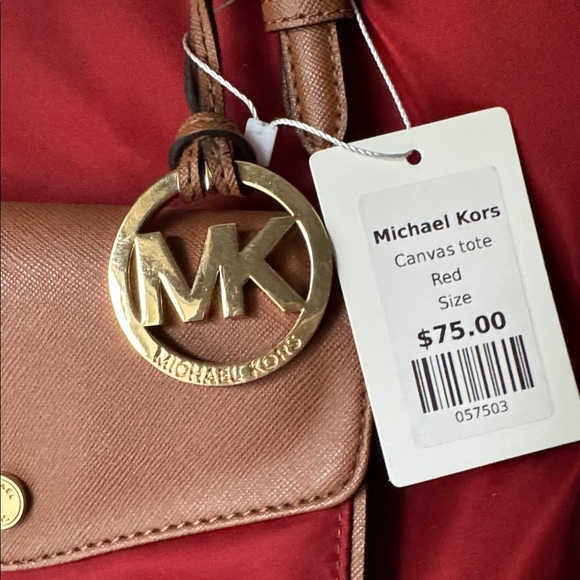Michael Kors Red and Tan Tote Bag - Picture 2 of 10